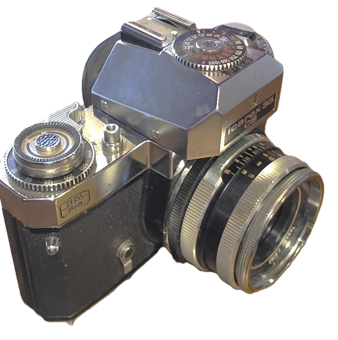 20260529-93 Zeiss ikon Icarex 35CS 35mm SLR with CDS Metering prism finder & 50mm f2,8 Tessar breechlock mount lens. NEEDS SERVICING