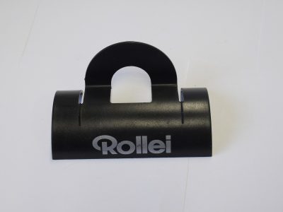 Rollei Black Plastic Camera Display Stand. 98mm x 50mm x 40mm. Suitable for displaying the Rollei 35 range of cameras