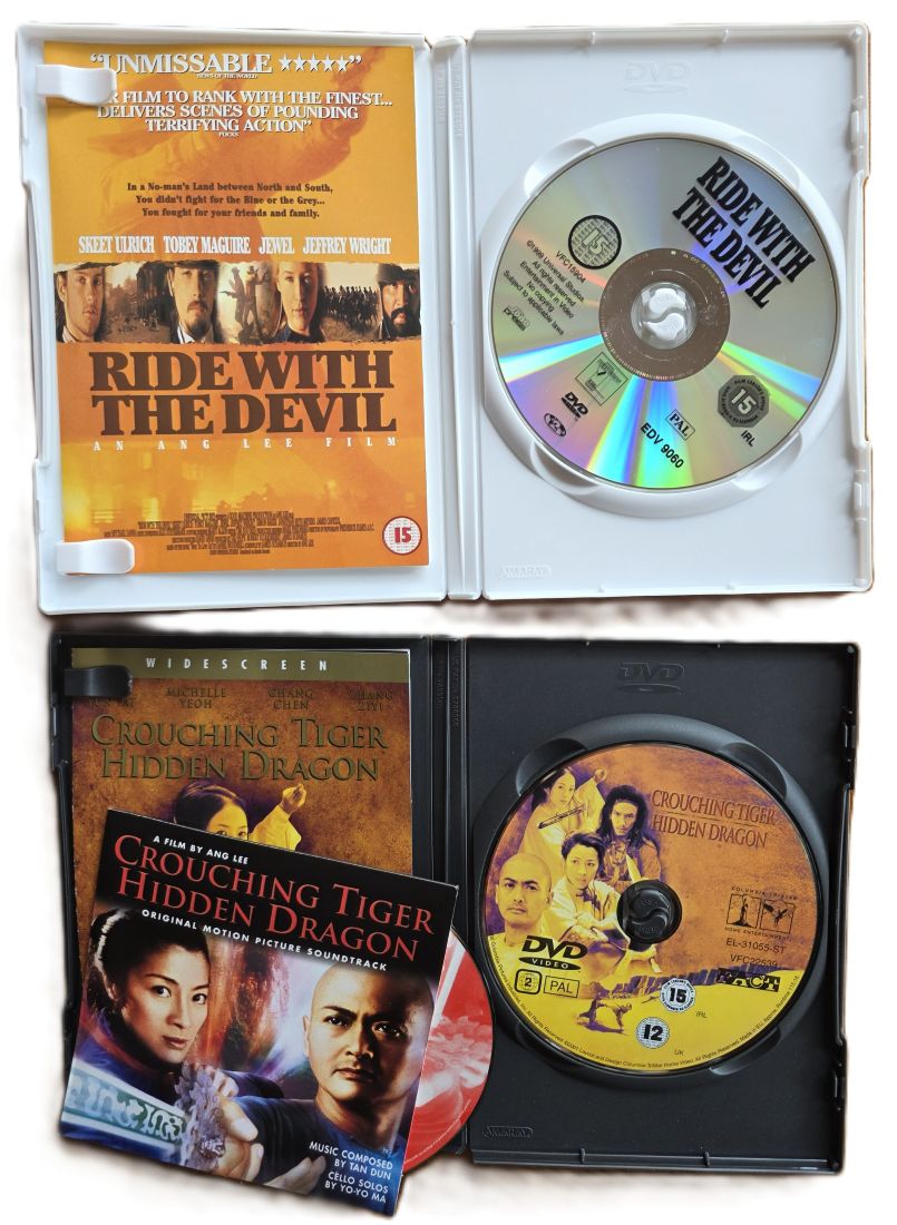 20260605-120 Set of Two DVDs from Ang Lee. Crouching Tiger, Hidden Dragon & Ride with the Devil. Both with Speical Features. PAL/Region 2 (UK)