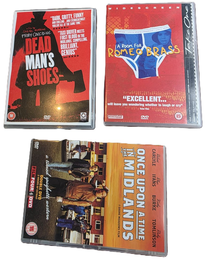 20260605-95 Set of Three DVDs from Shane Meadows. Dead Man's Shoes, Room for Romeo Brass & Once Upon a Time in the Midlands. All with Extra Features. PAL/Region 2 (UK)