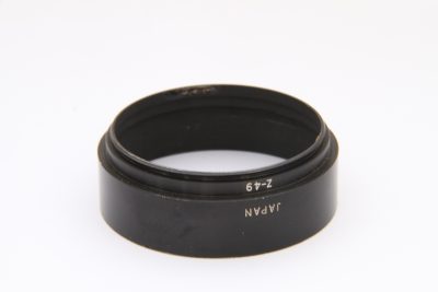 Olympus Z-49 49mm screw-in black metal lens hood, shallow type. For Pen lenses