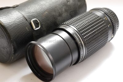 Pentax 80-200mm f4.5 SMC Pentax-M manual focus lens with built-in lens hood, in PK-M mount + rear cap & case