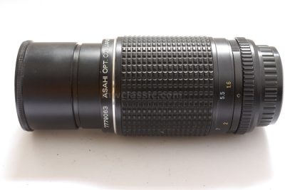 Pentax 80-200mm f4.5 SMC Pentax-M manual focus lens with built-in lens hood, in PK-M mount + rear cap & case