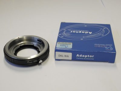 Pixco DKL-Nik mount adapter for using Deckel lenses on Nikon F SLR cameras + makers box