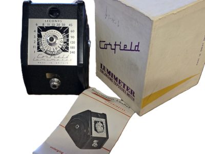 Corfield Lumimeter Enlarging Exposure Meter, black Bakelite. With original instructions & Box.UNCOMMON