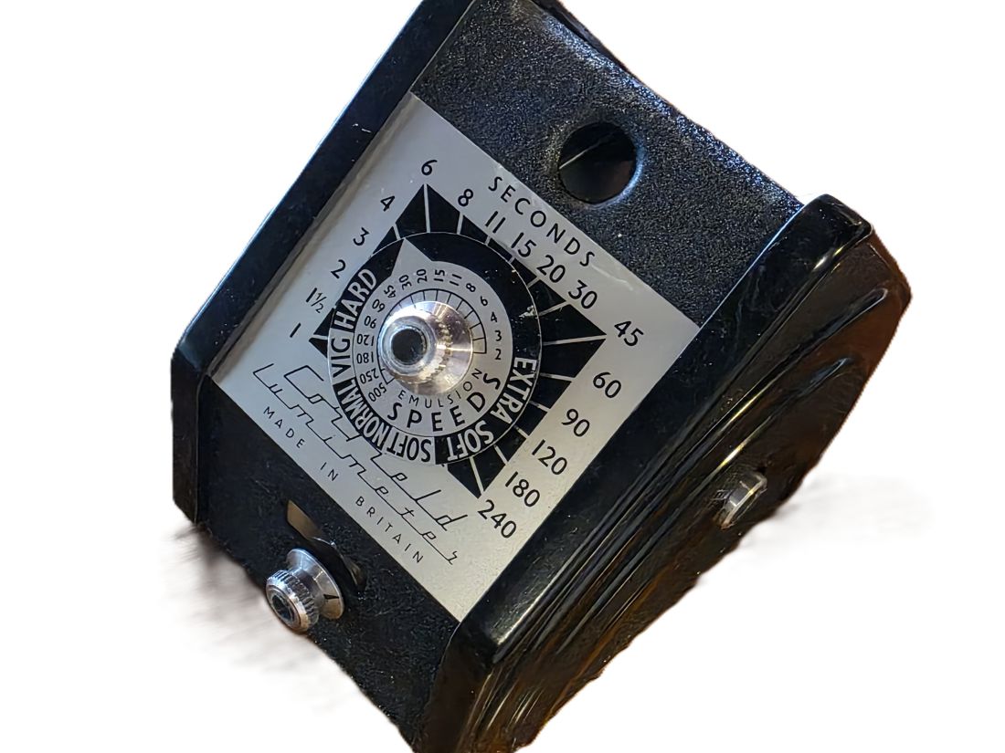 20260717-07 Corfield Lumimeter Enlarging Exposure Meter, black Bakelite. With original instructions & Box.UNCOMMON