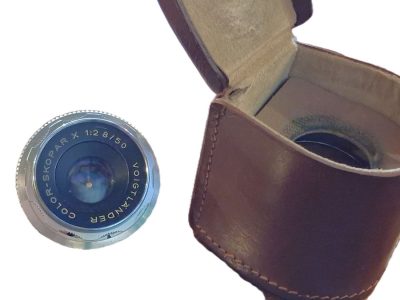 Voigtlander 50mm f2.8 Color-Skopar X  Deckel mount lens for the Bessamatic/Ultramatic SLRs + Voigtlander leather lens case